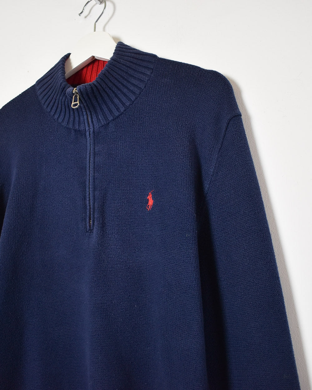 Navy Ralph Lauren 1/4 Zip Knitted Sweatshirt - Medium