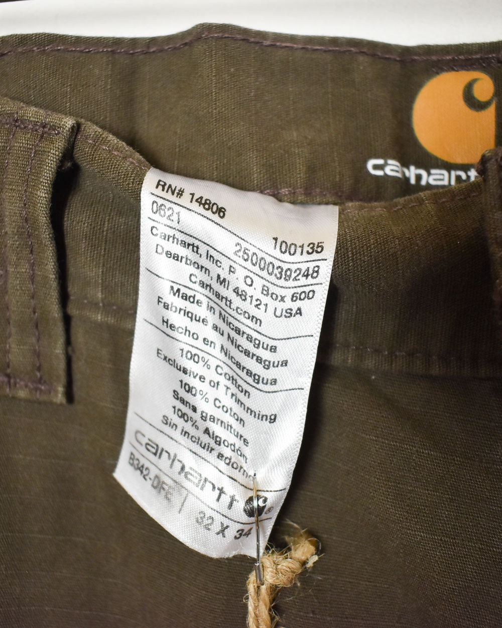 Brown Carhartt Double Knee Carpenter Cargo Jeans - W32 L34