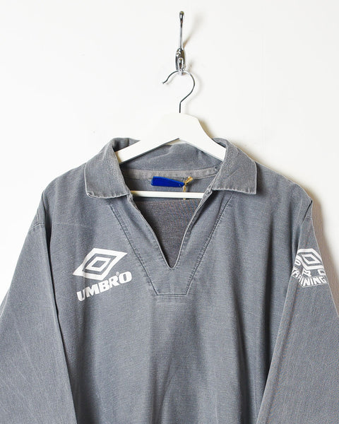 Vintage 90s Grey Umbro Pullover Drill Jacket - Large Cotton– Domno