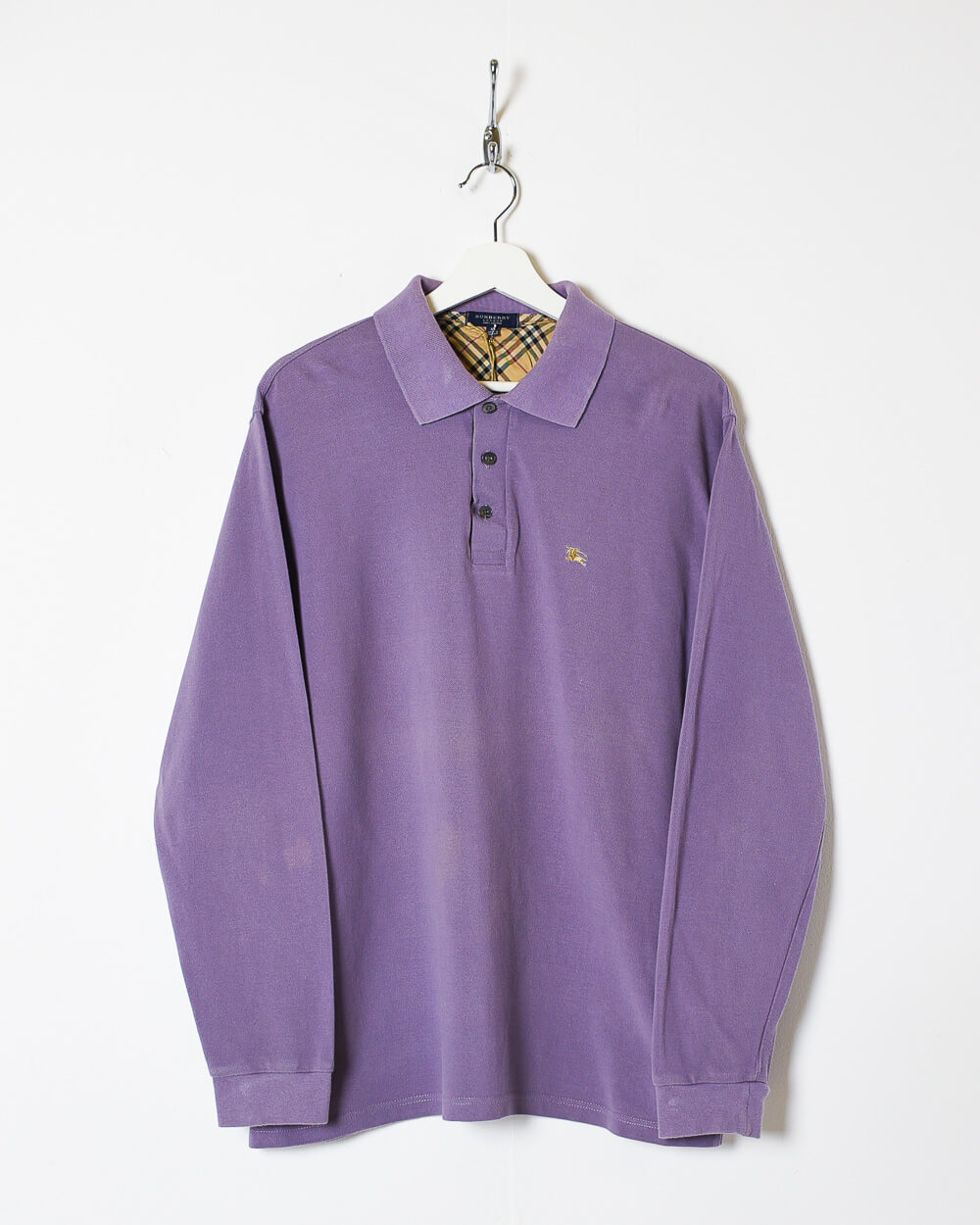 Purple Burberry London Long Sleeved Polo Shirt - X-Large