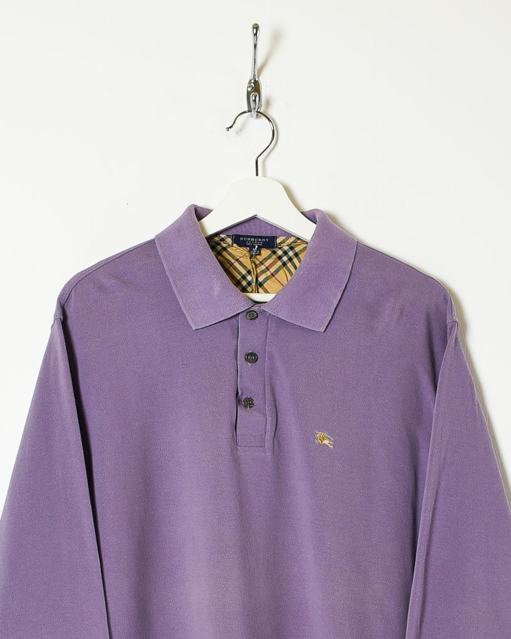 Purple Burberry London Long Sleeved Polo Shirt - X-Large