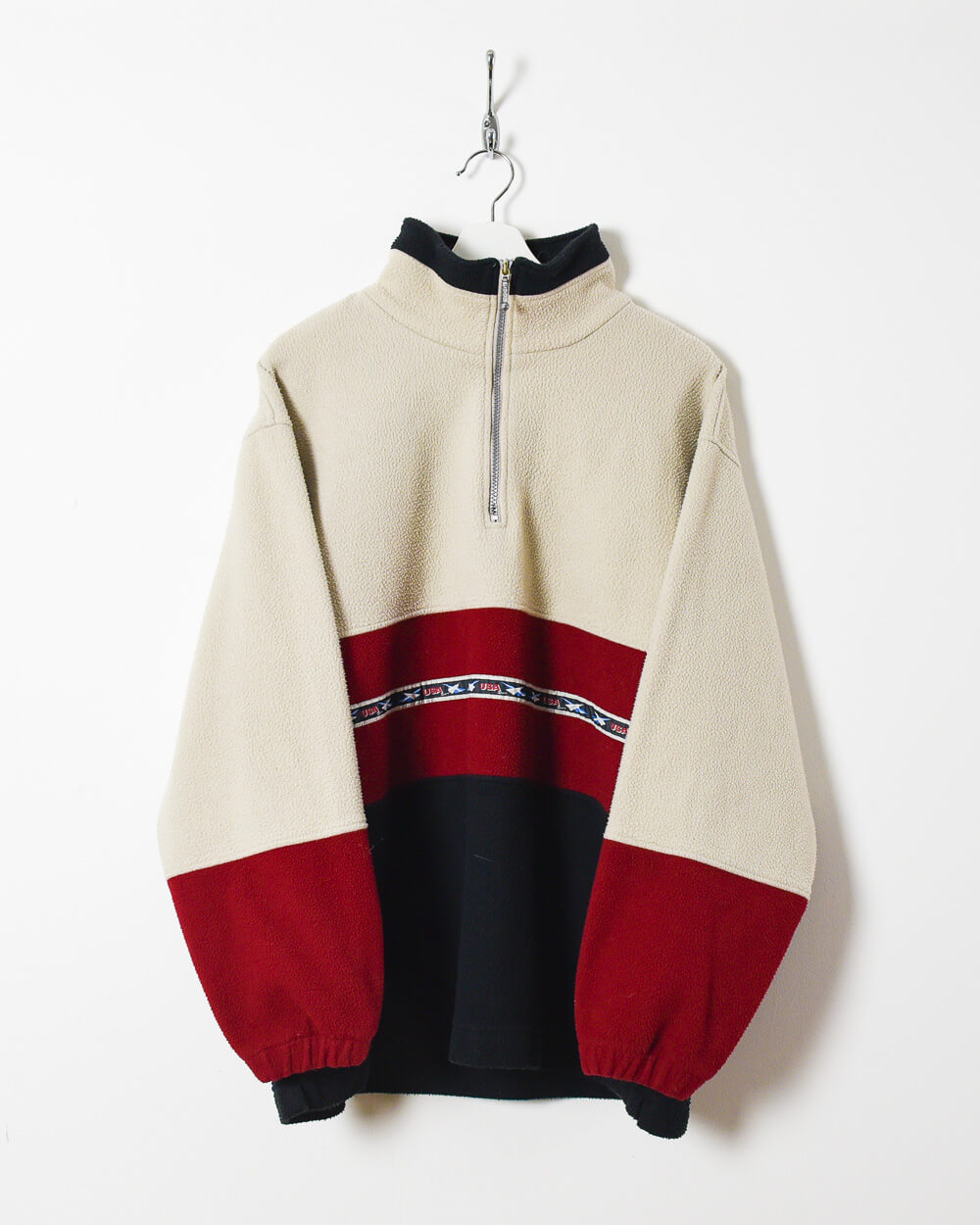 Neutral Crane 1/4 Zip Colour Block Fleece - Large