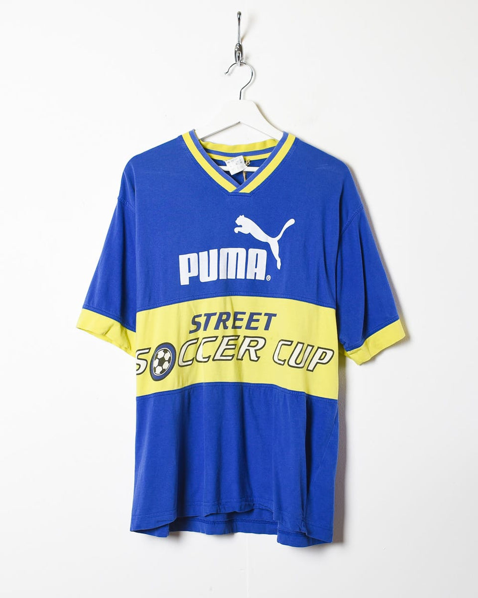 Vintage 90s Blue Puma Street Soccer Cup T-Shirt - Large Cotton – Domno  Vintage