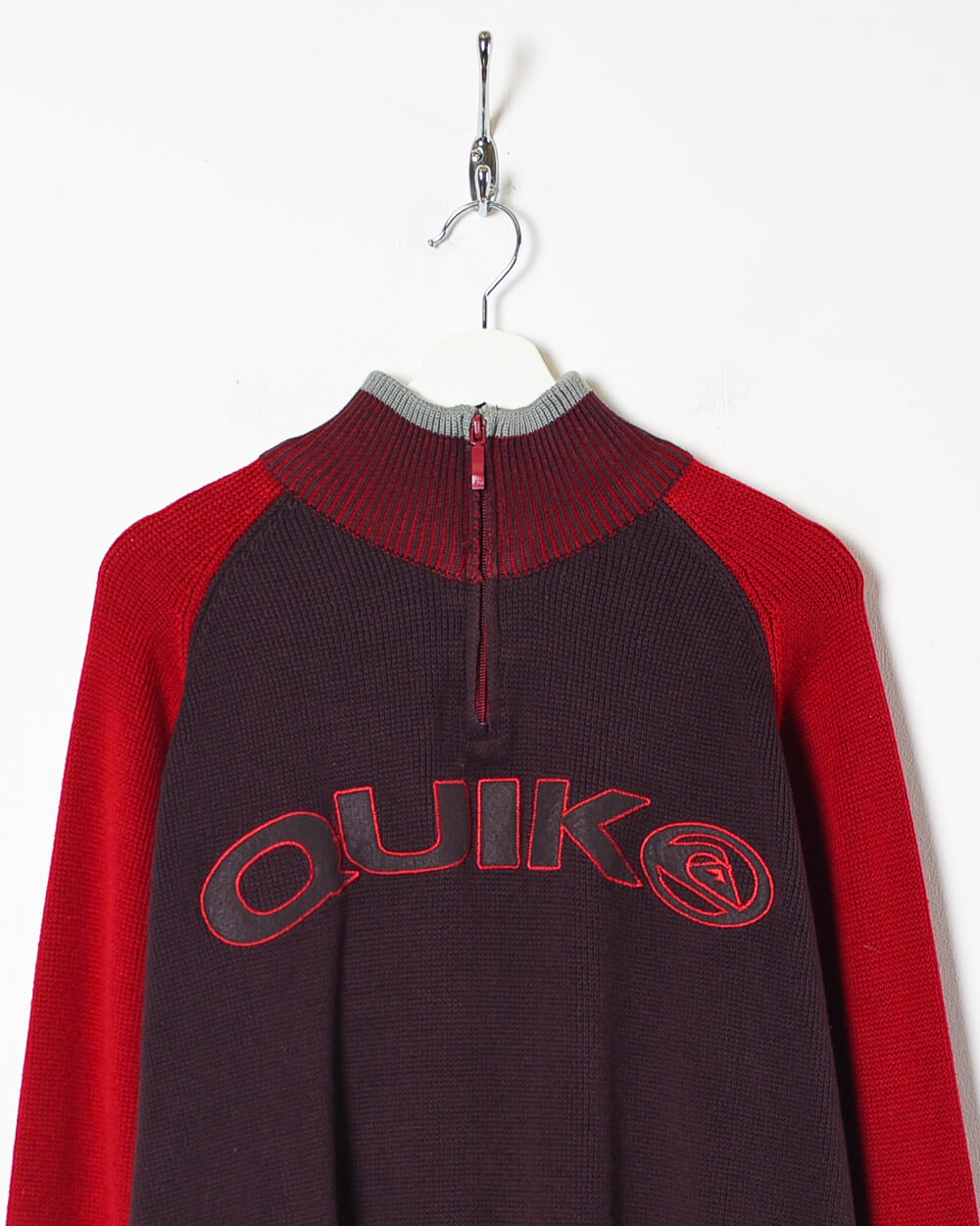 Maroon Quicksilver 1/4 Zip Knitted Sweatshirt - Large
