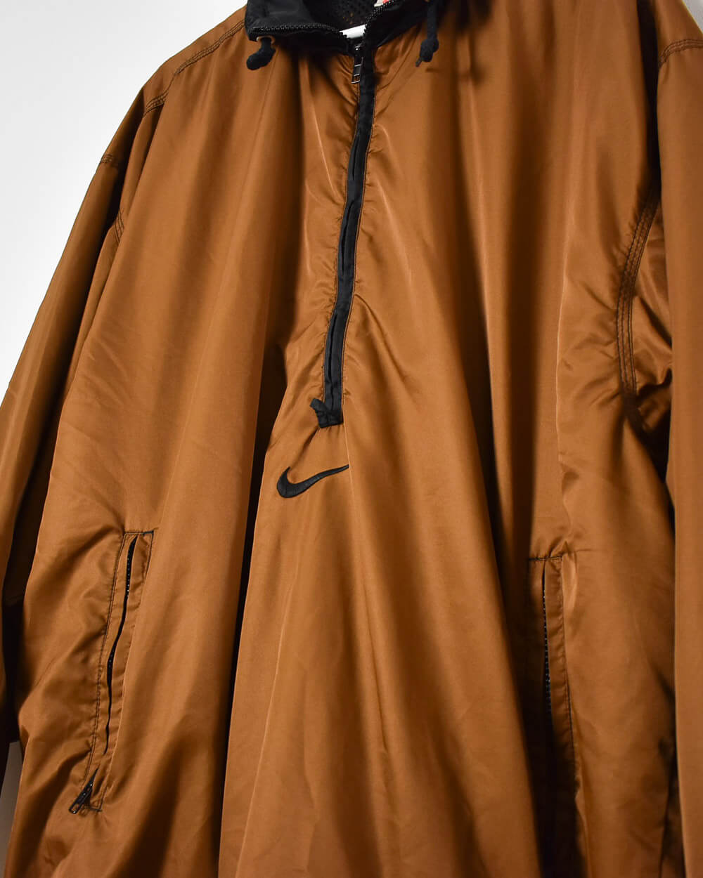 Brown Nike 1/4 Zip Windbreaker Jacket - Large