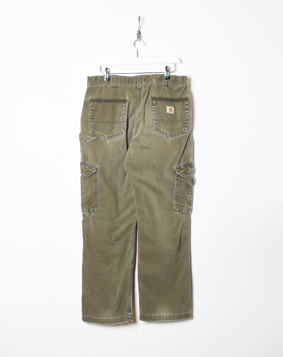 Khaki Carhartt Distressed Double Knee Carpenter Cargo Jeans - W32 L30