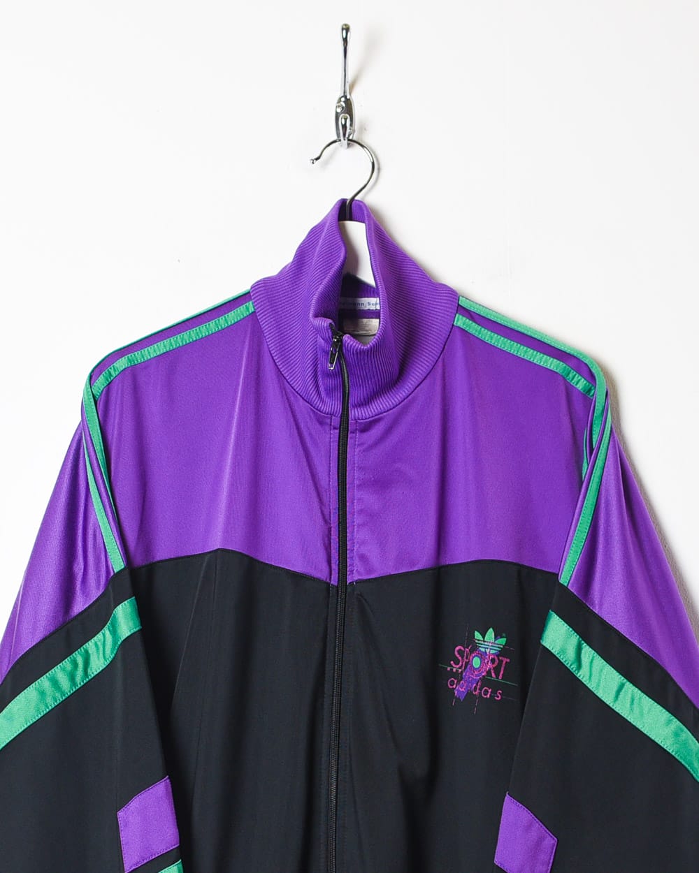 Black Adidas Sports Tracksuit Top - X-Large