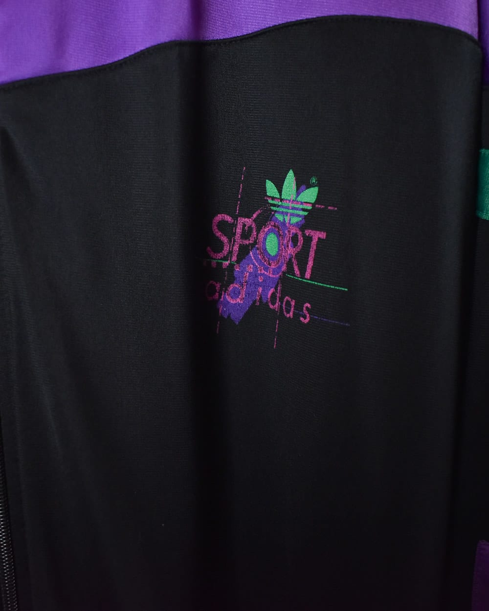 Black Adidas Sports Tracksuit Top - X-Large