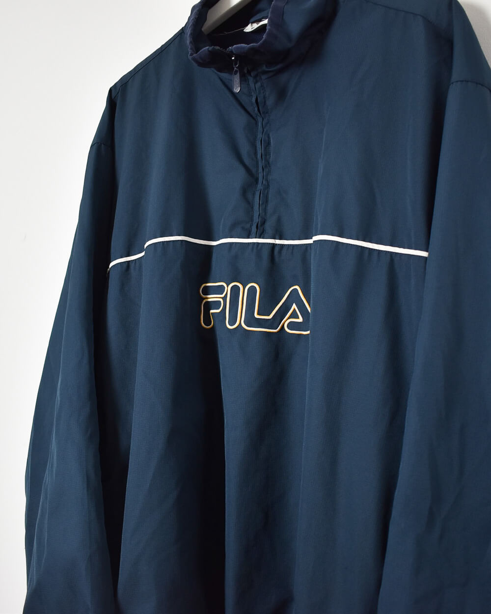 Navy Fila 1/4 Zip Windbreaker Jacket - Large