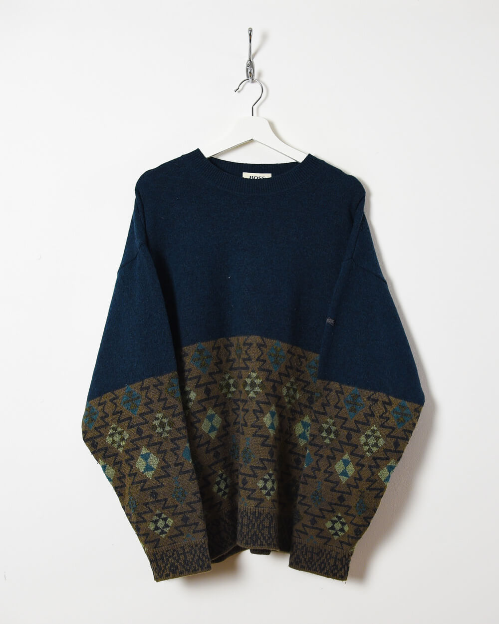 Navy Hugo Boss Knitted Sweatshirt - Large