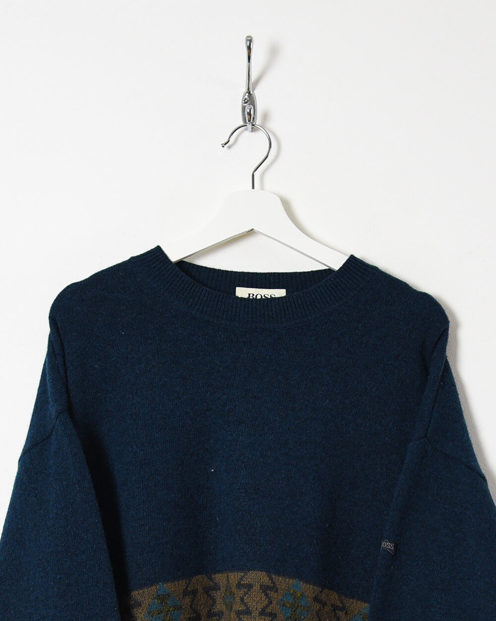 Navy Hugo Boss Knitted Sweatshirt - Large