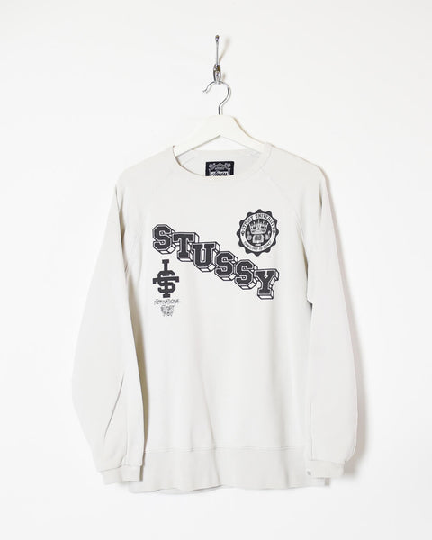 Vintage 00s Cotton White Stussy University IST Sweatshirt - Medium