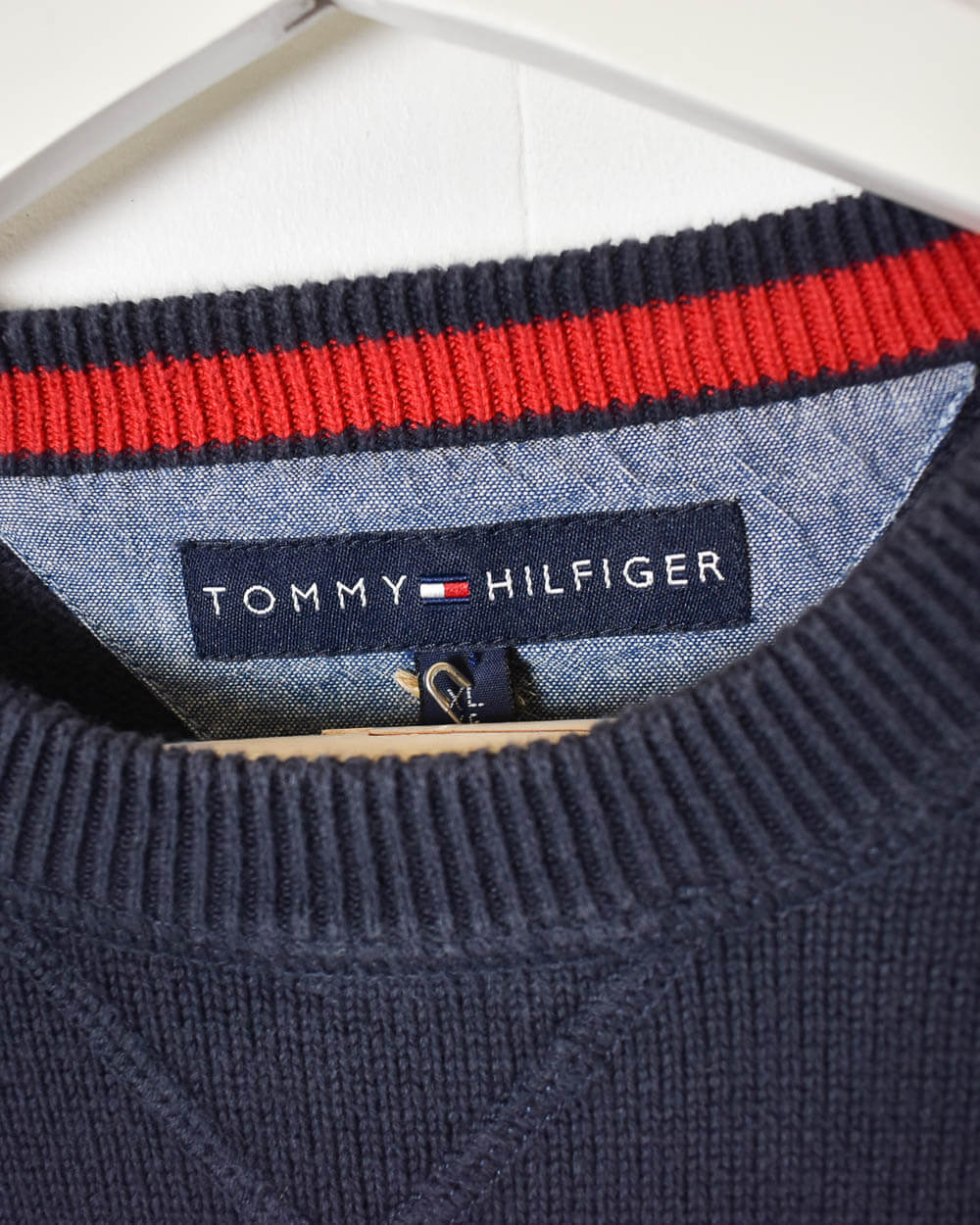 Navy Tommy Hilfiger Knitted Sweatshirt - Medium
