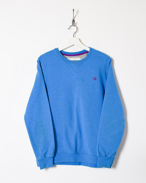faglært Spole tilbage Land Vintage 10s+ Cotton Plain Blue Champion Women's Sweatshirt - Large– Domno  Vintage