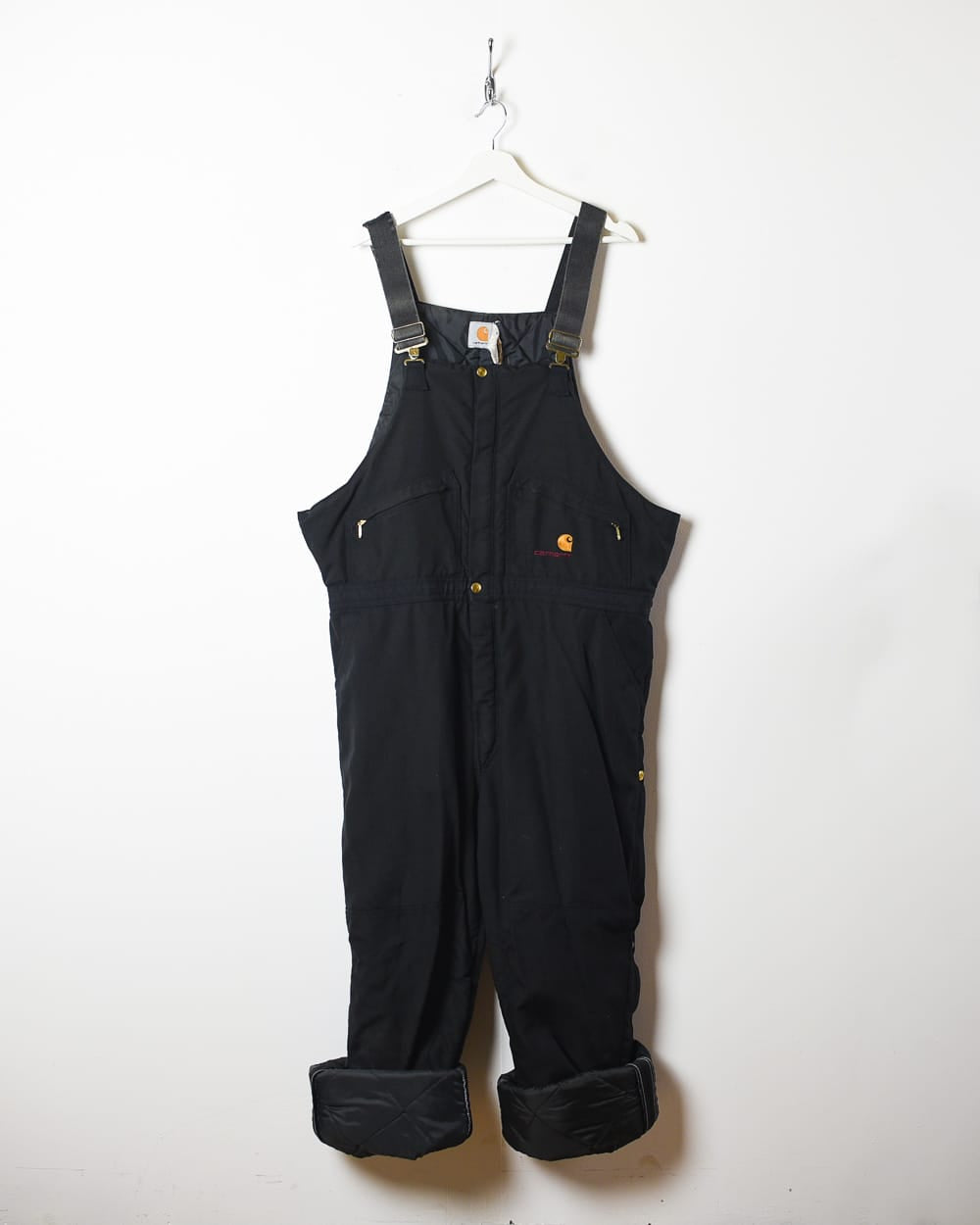Black Carhartt Quilted Popper Carpenter Dungarees - W46 L30