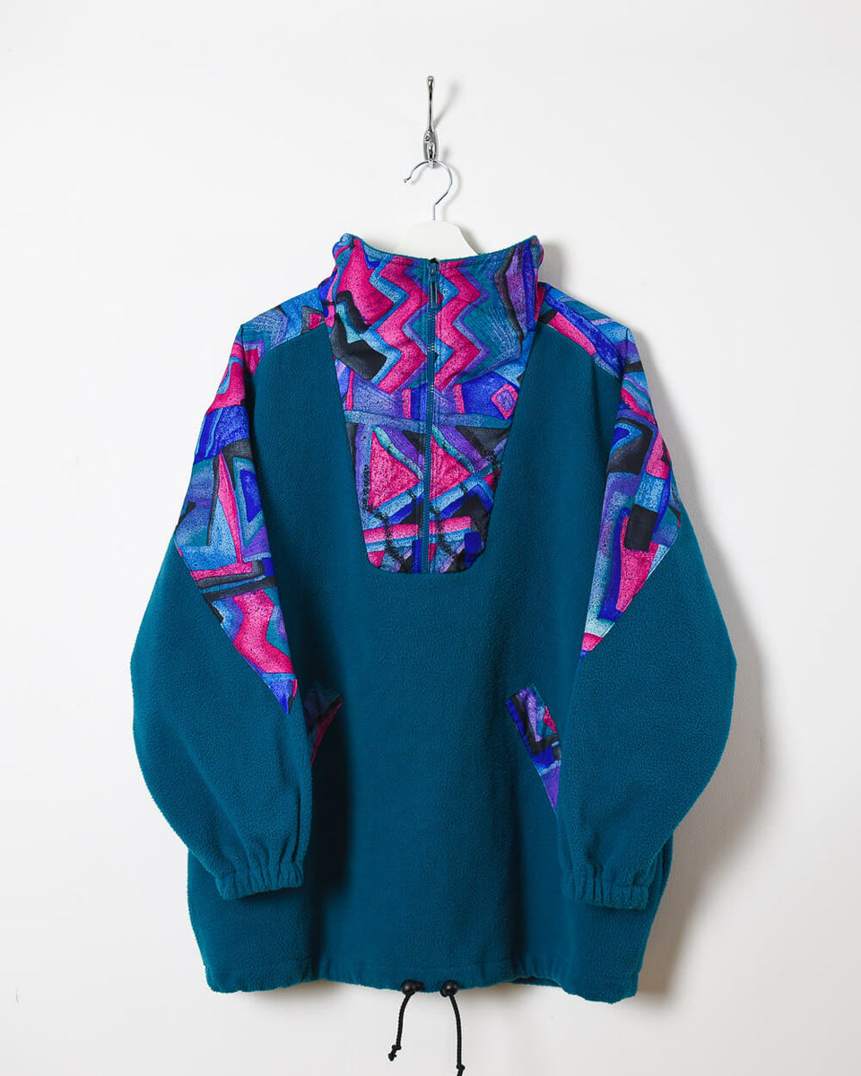 Vintage 90s Polyester Pattern Blue Columbia Women's 1/4 Zip Patterned Fleece  - X-Large – Domno Vintage