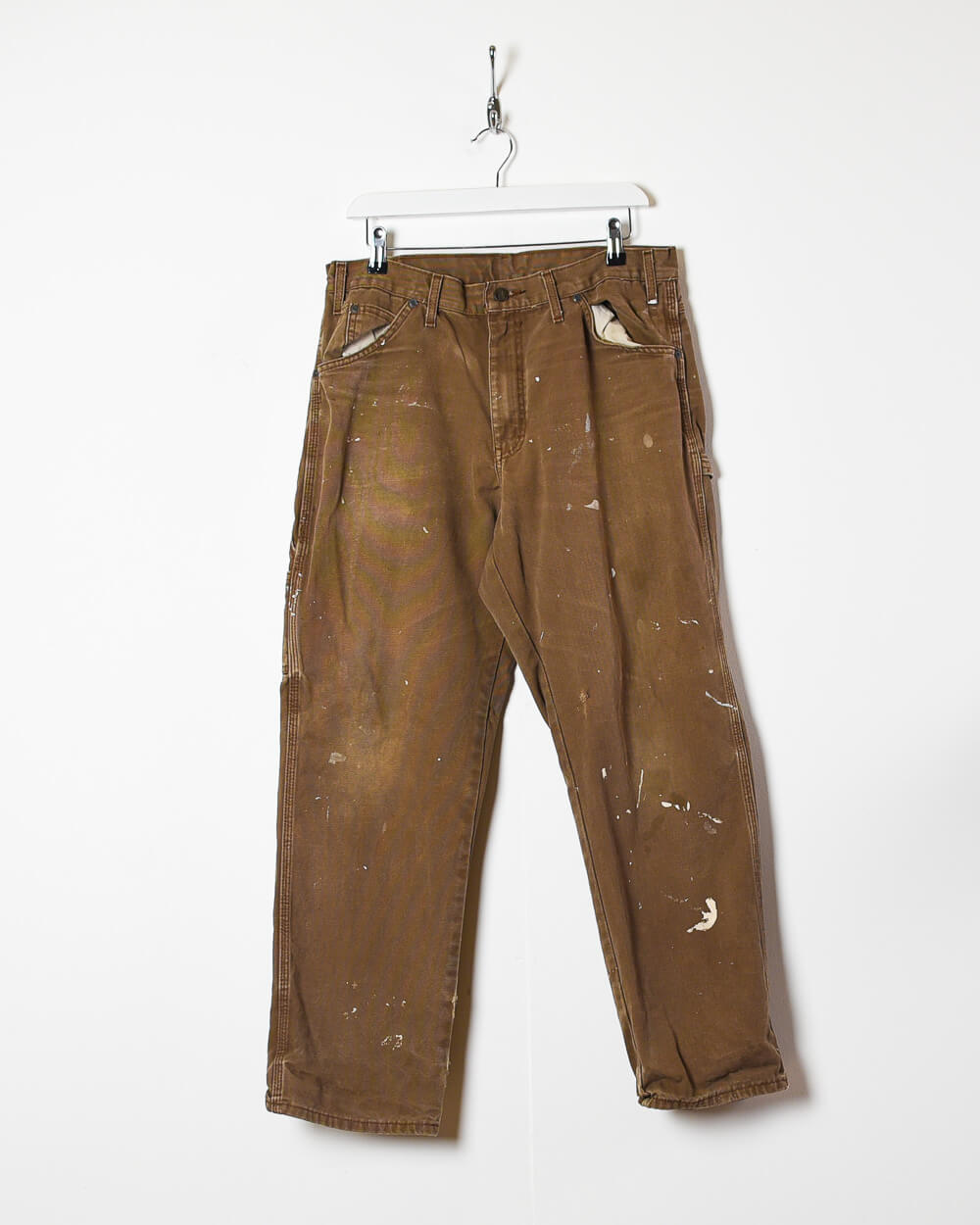 Brown Dickies Paint Splattered Carpenter Jeans - W33 L30