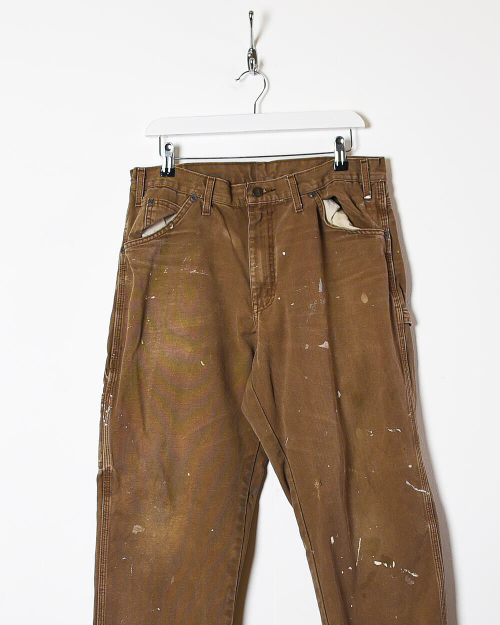 Brown Dickies Paint Splattered Carpenter Jeans - W33 L30