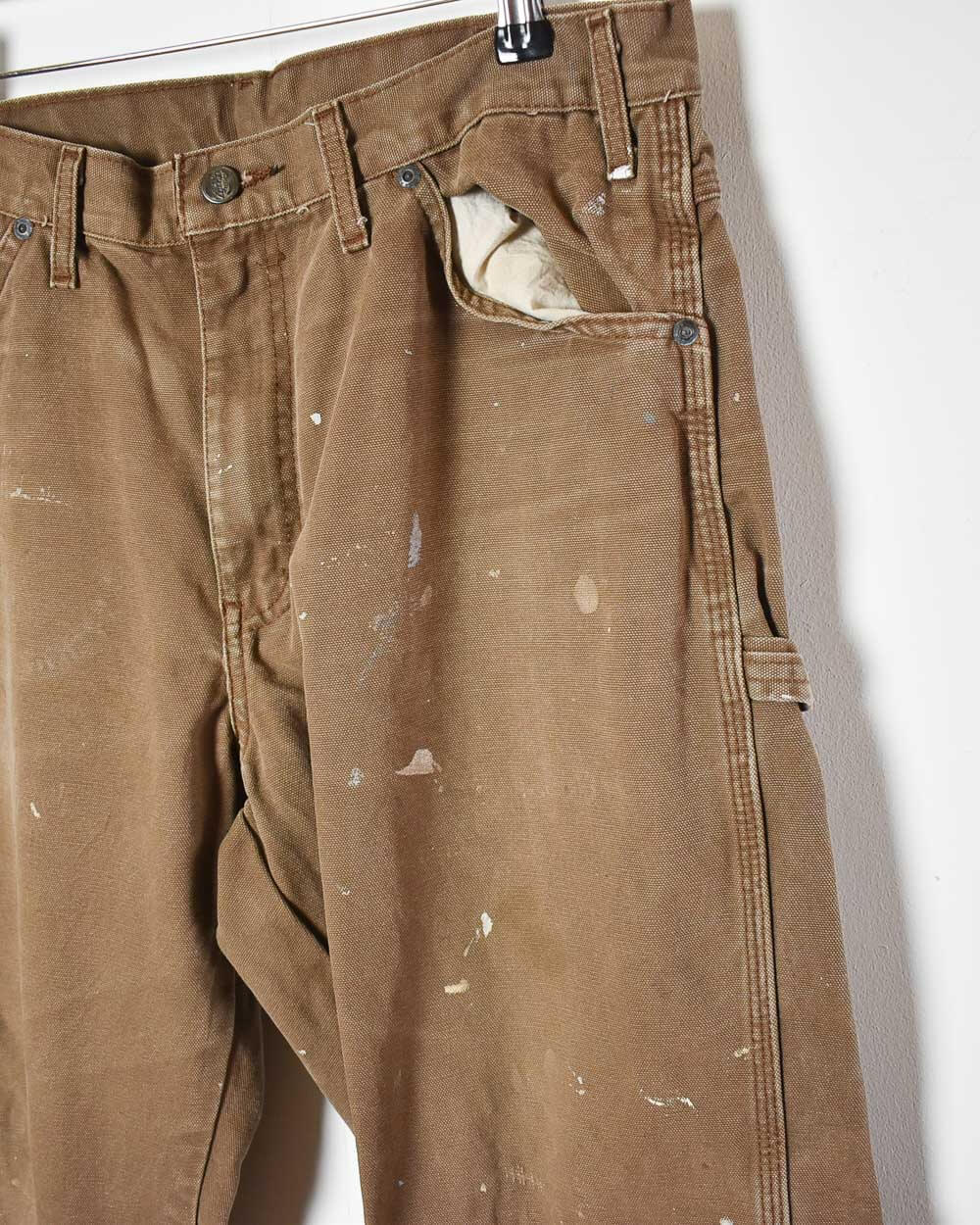 Brown Dickies Paint Splattered Carpenter Jeans - W33 L30