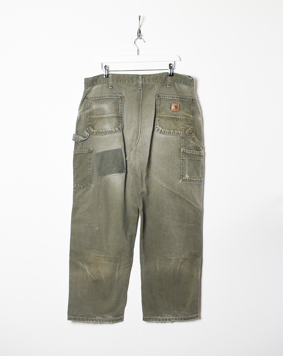 Khaki Carhartt Distressed Double Knee Carpenter Jeans - W38 L30
