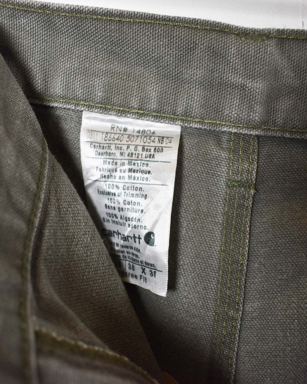 Khaki Carhartt Distressed Double Knee Carpenter Jeans - W38 L30