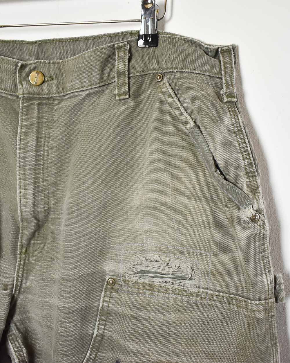 Khaki Carhartt Distressed Double Knee Carpenter Jeans - W38 L30
