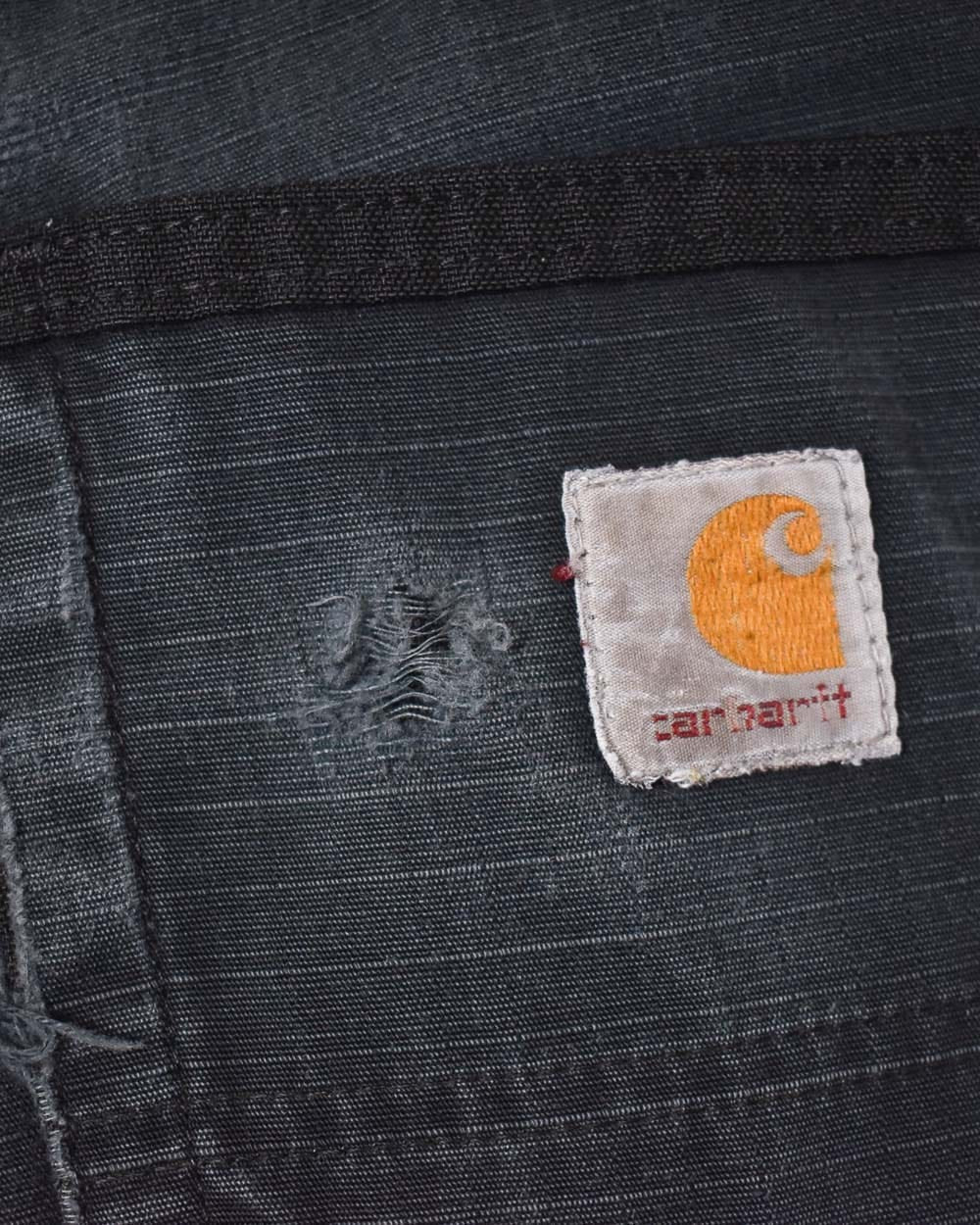Black Carhartt Distressed Double Knee Cargo Jeans - W32 L31