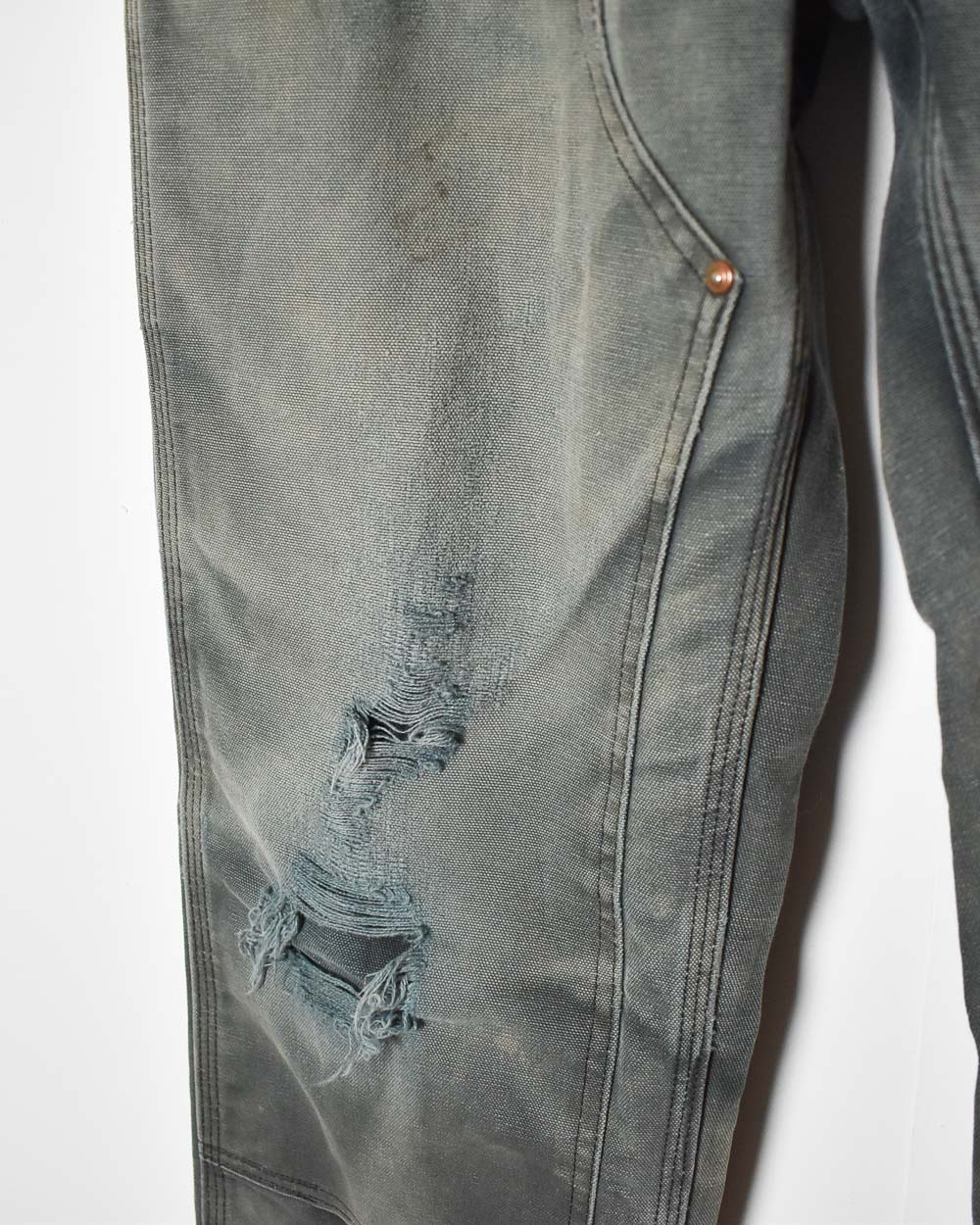 Black Carhartt Distressed Double Knee Carpenter Jeans - W30 L30