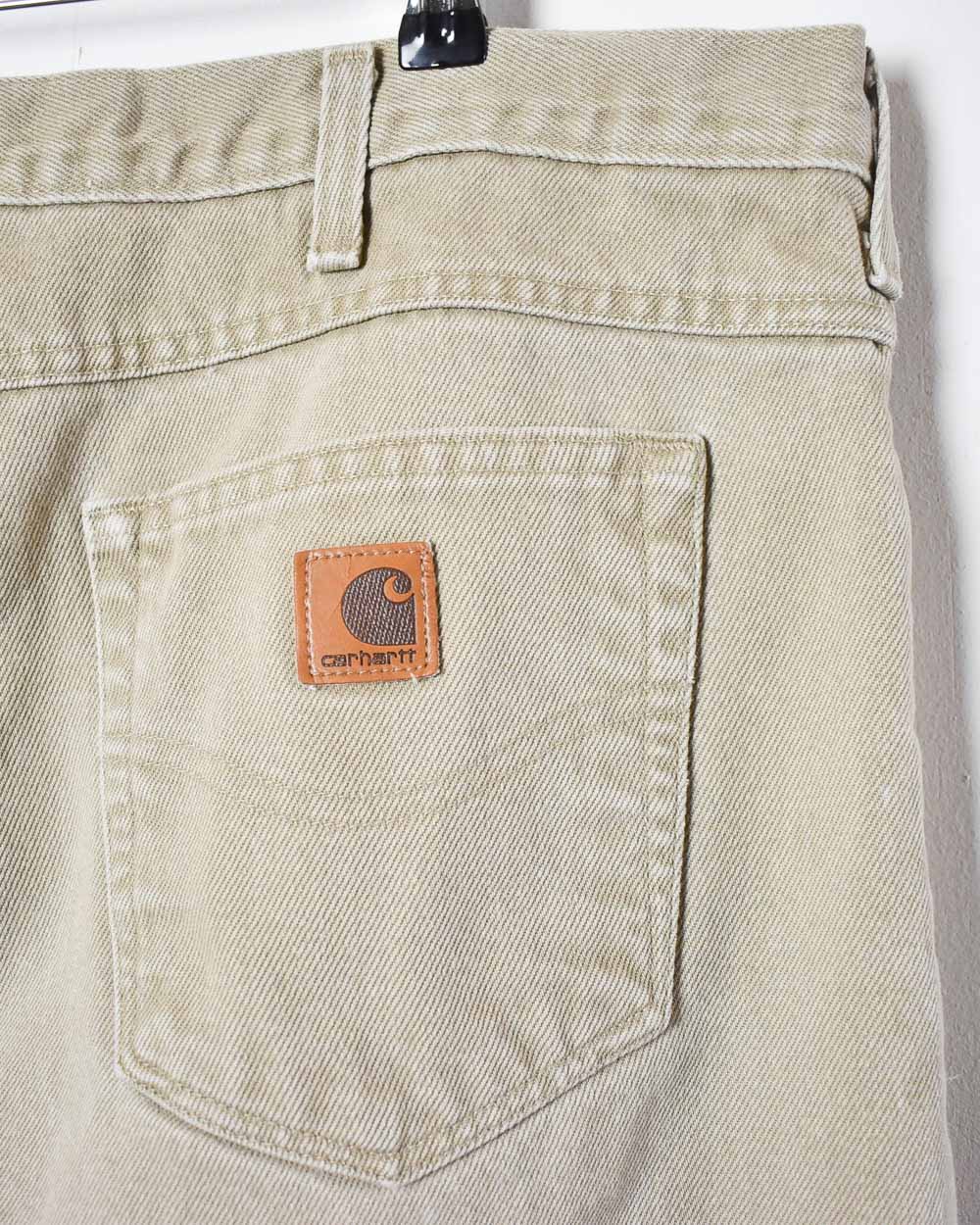 Neutral Carhartt Distressed Flannel Lined Jeans - W40 L31