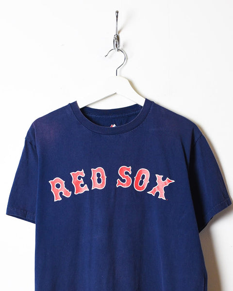 Vintage 00s Navy Majestic MLB Boston Red Sox T-Shirt - Medium