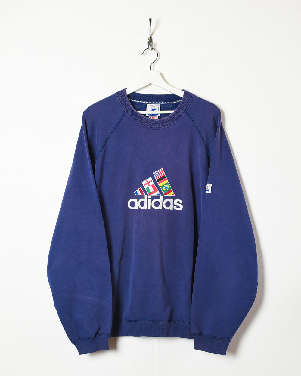 Vintage 90s Blue Adidas France 1998 Flag Sweatshirt - X-Large Cotton