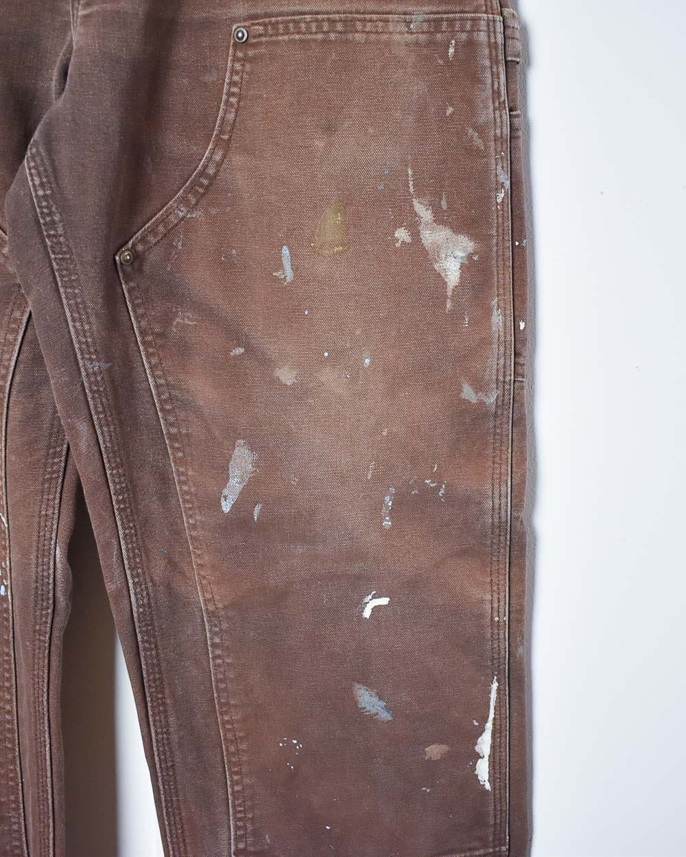 Brown Carhartt Distressed Double Knee Carpenter Jeans - W32 L32