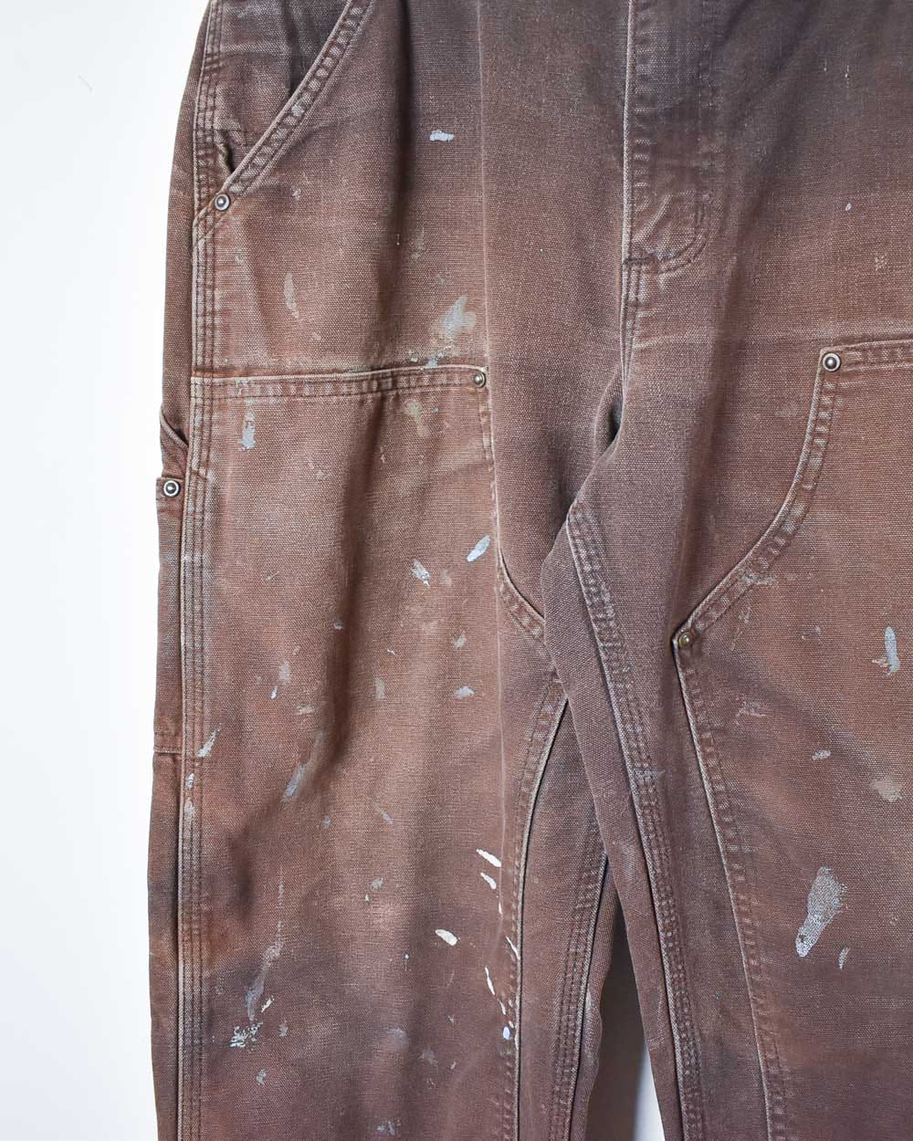 Brown Carhartt Distressed Double Knee Carpenter Jeans - W32 L32