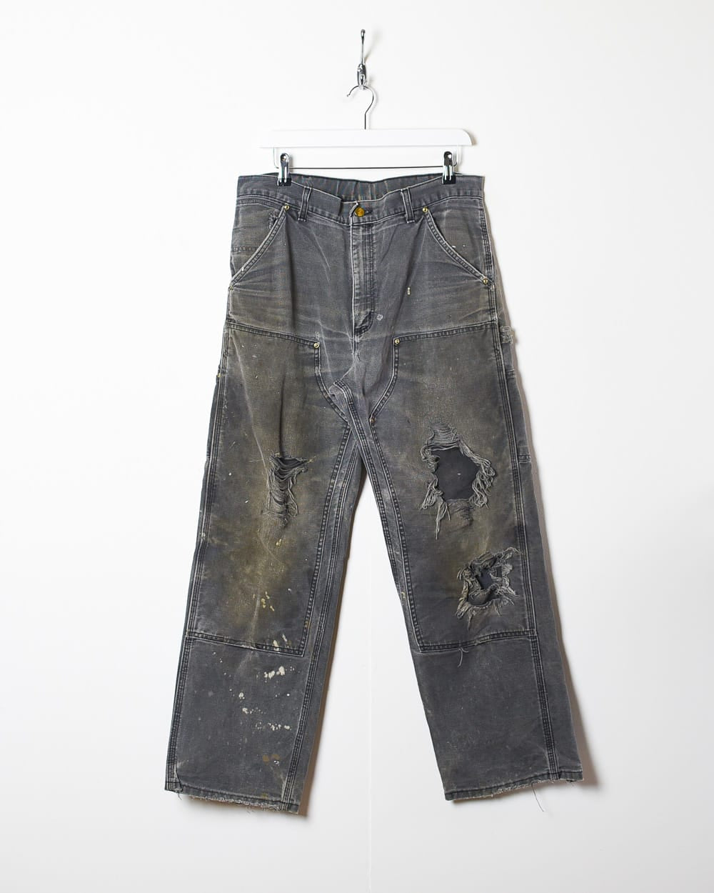 Grey Carhartt Distressed Double Knee Carpenter Jeans - W34 L32