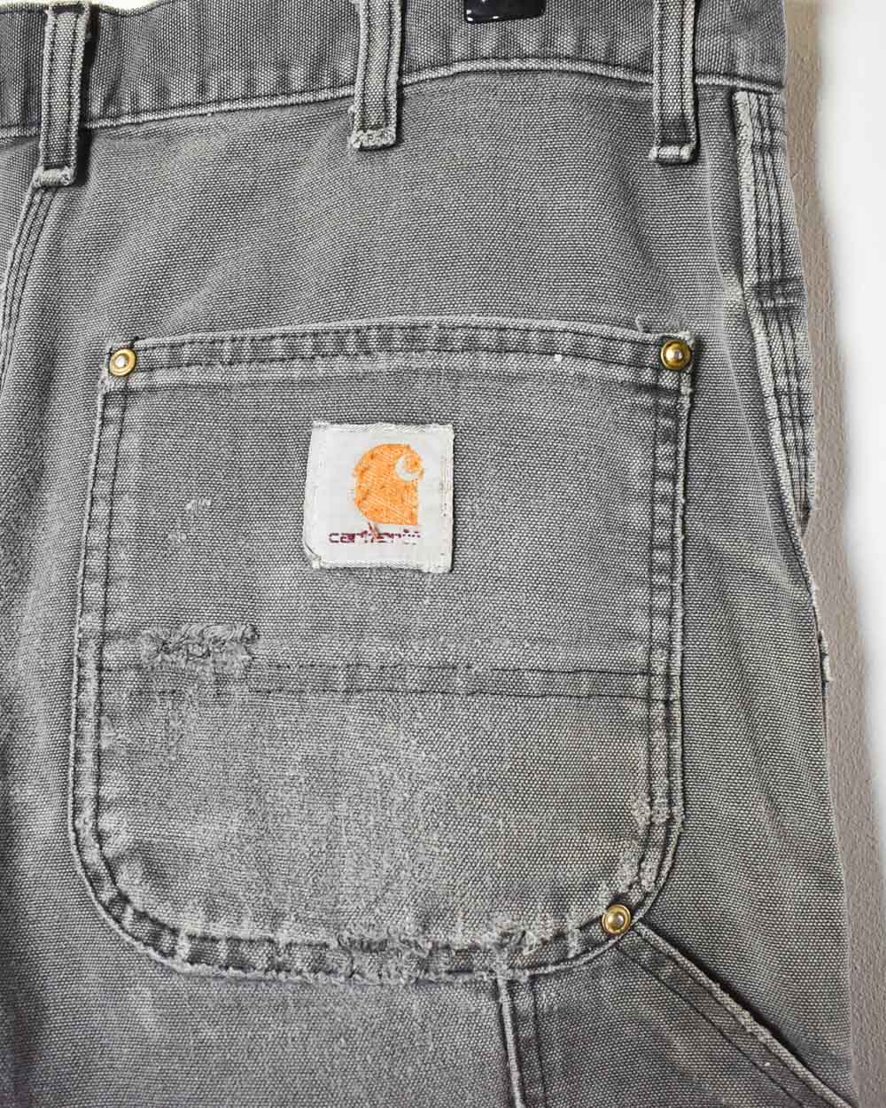 Grey Carhartt Distressed Double Knee Carpenter Jeans - W34 L32