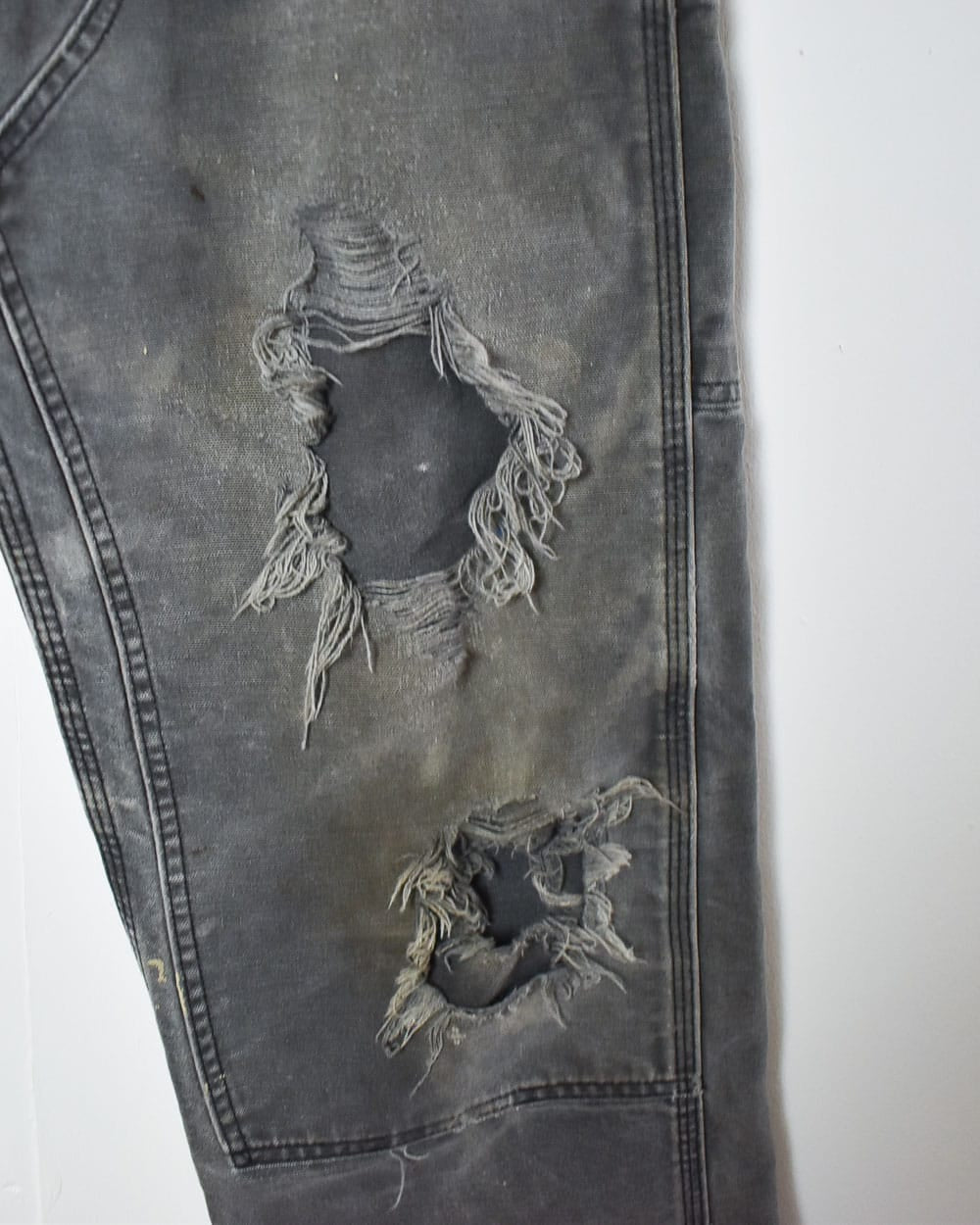 Grey Carhartt Distressed Double Knee Carpenter Jeans - W34 L32