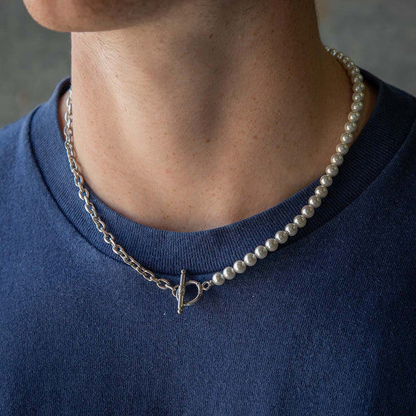 Shell Pearl T-Bar Necklace