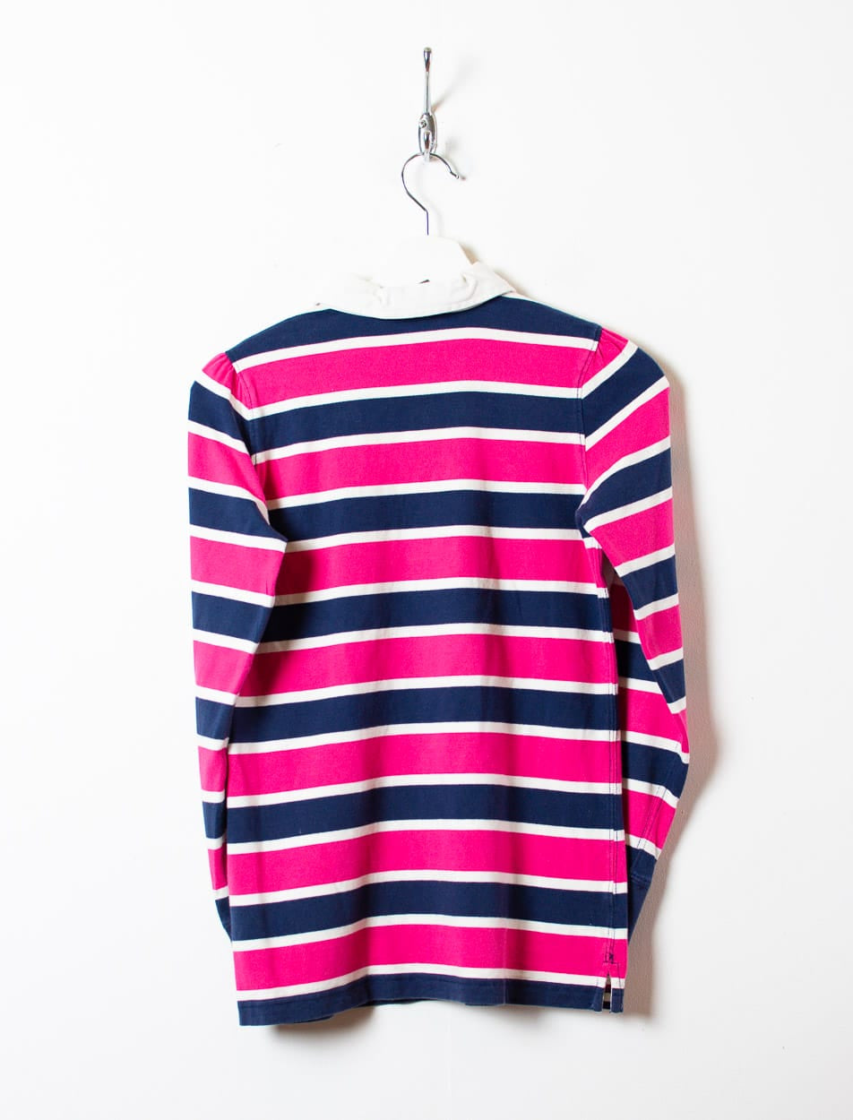 Pink Polo Ralph Lauren Striped Rugby Shirt - Medium Women's