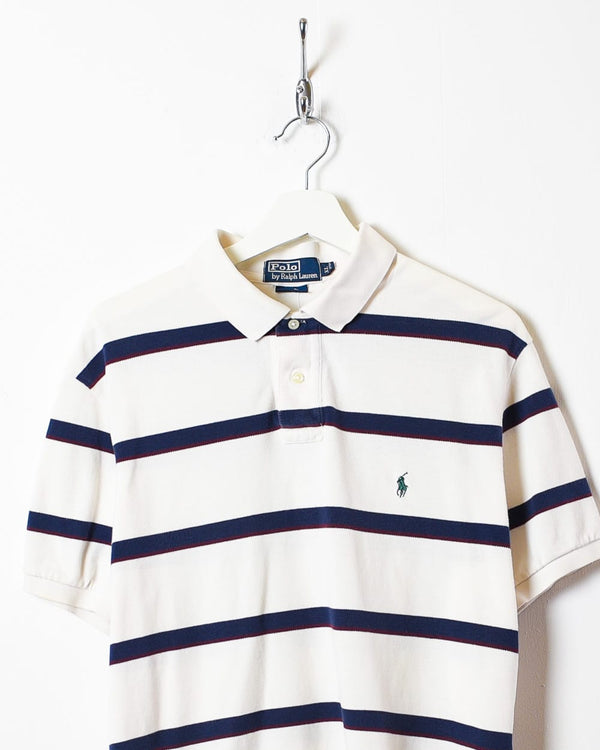 White Polo Ralph Lauren Striped Polo Shirt - X-Large