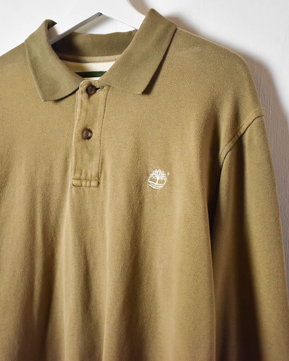 Khaki Timberland Long Sleeved Polo Shirt - Large