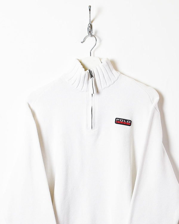 White Polo Sport Knitted 1/4 Zip Sweatshirt - Small