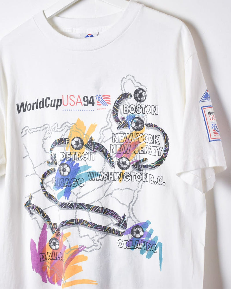 Vintage 90s White Apex One World Cup USA 94 Single Stitch T-Shirt