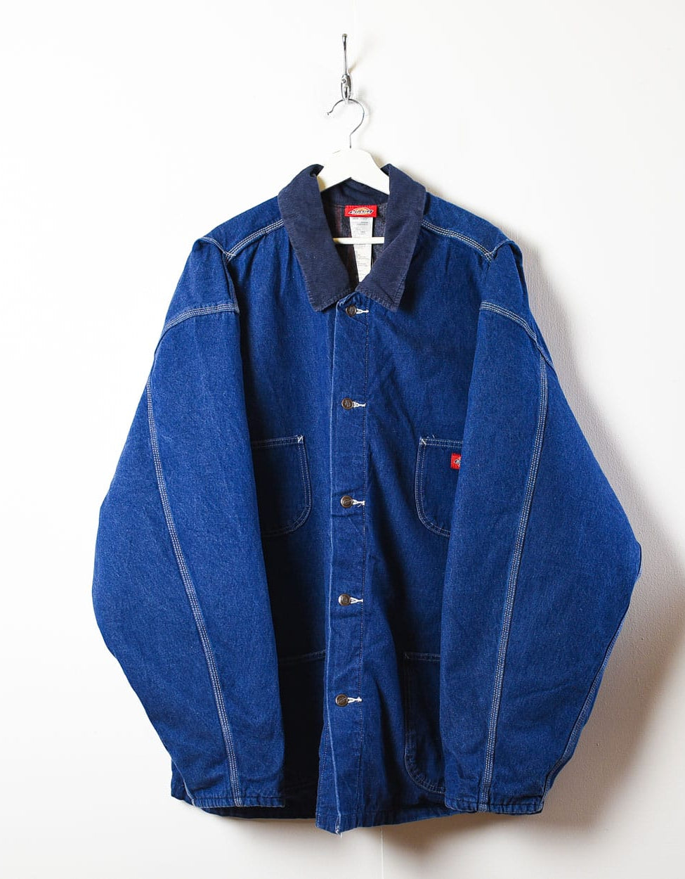 Navy Dickies Workwear Flannel Lined Denim Chore Jacket - XXXX-Large