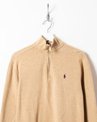 Neutral Polo Ralph Lauren 1/4 Zip Sweatshirt - Small