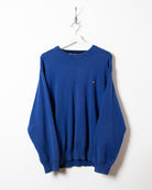 Blue Tommy Hilfiger Knitted Sweatshirt - Large