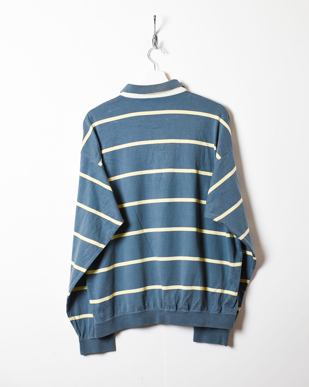 Blue Chemise Lacoste Golf Striped Long Sleeved Polo Shirt - Medium