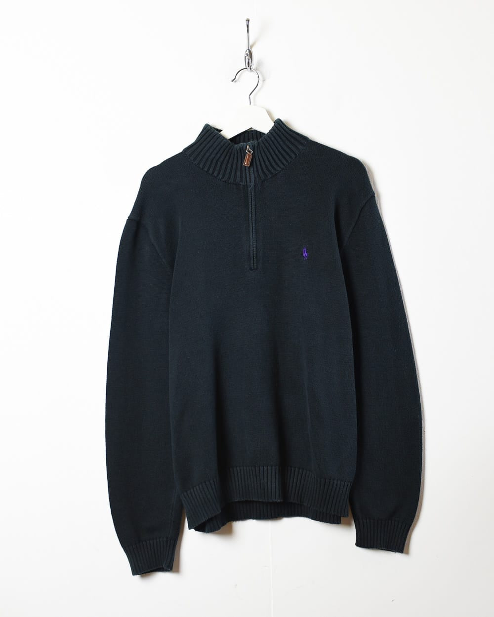 Black Polo Ralph Lauren Knitted 1/4 Zip Sweatshirt - Large