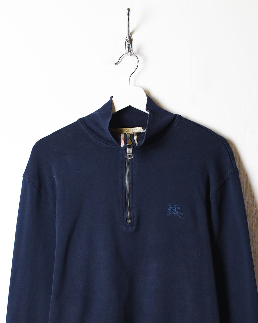 Mens Burberry Navy Blue 1/4 zip pullover sweatshirt sold sz XL