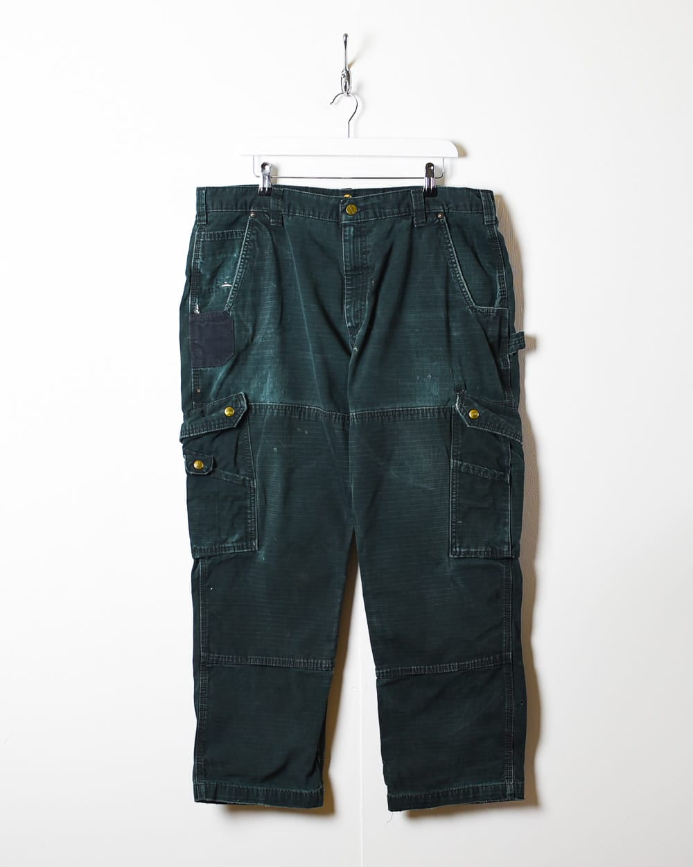 Black Carhartt Distressed Double Knee Cargo Jeans - W38 L30