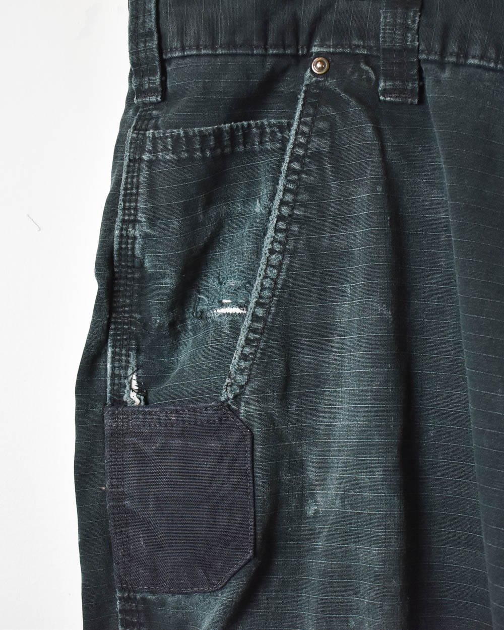 Black Carhartt Distressed Double Knee Cargo Jeans - W38 L30